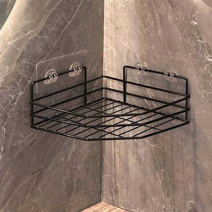Kamar mandi unfinished dengan rak sudut