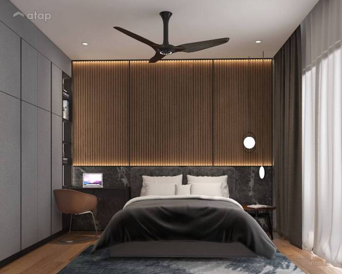 Kamar Tidur Industrial dengan Sofa Vintage Suasana Unik
