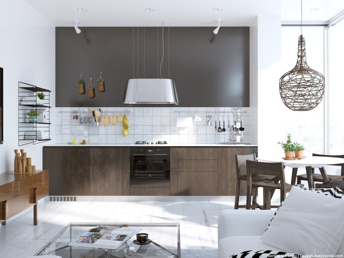 Dapur Skandinavian dengan Backsplash Marmer Elegansi Minimalis